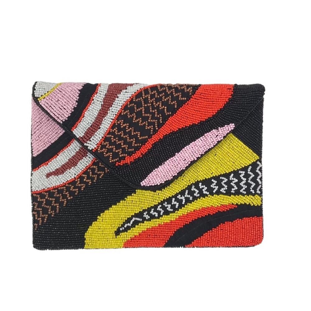 Vici Beaded Clutch in Black, Red, Yellow, Pink